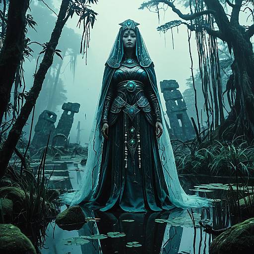 Ghostly Priestess in Ancient Swamp Ruins