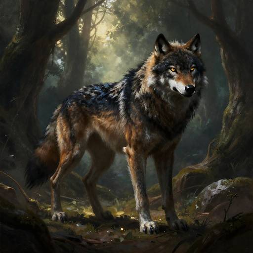 Obsidian Arcane Wolf in Ancient Forest