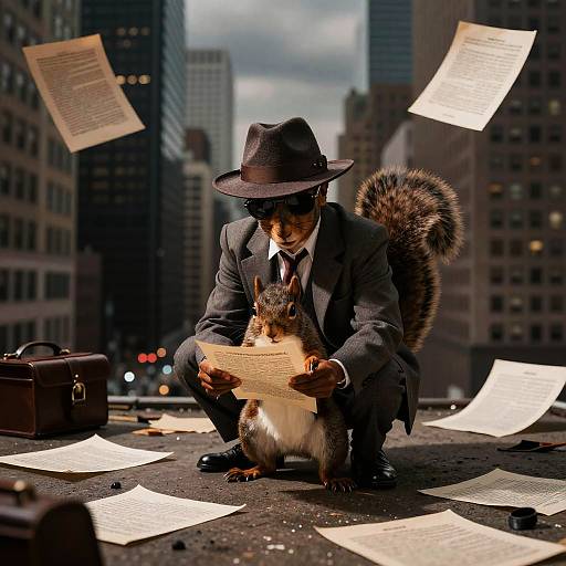 Noir Squirrel Detective in City