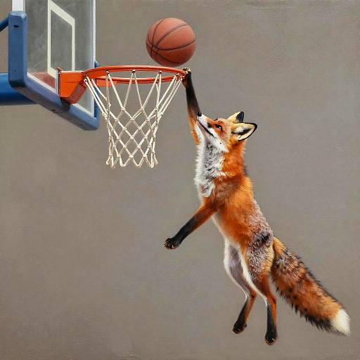 Pointillist Fox Dunking in Seurat Style