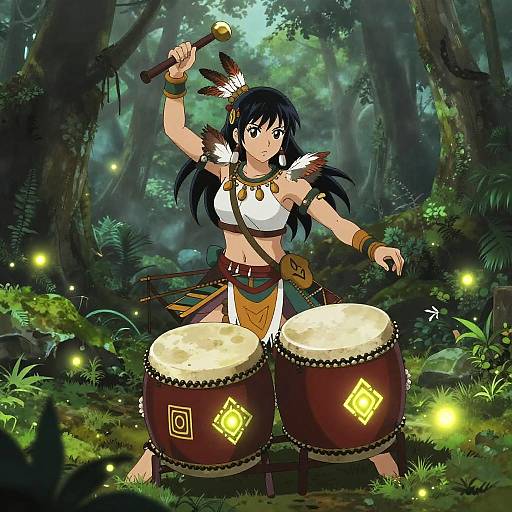 Mystical Tribal Drum Warrior