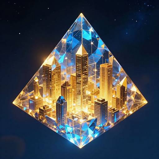 Luminous Floating Crystal Cityscape