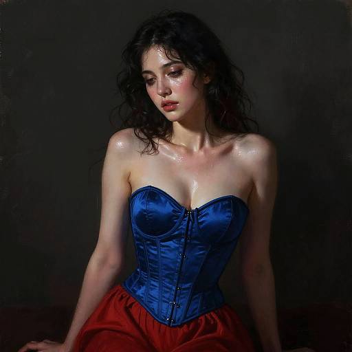 Moody Gothic Woman in Blue Corset