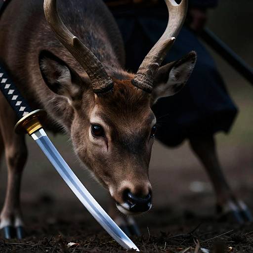 Anthropomorphic Stag Samurai Bowing