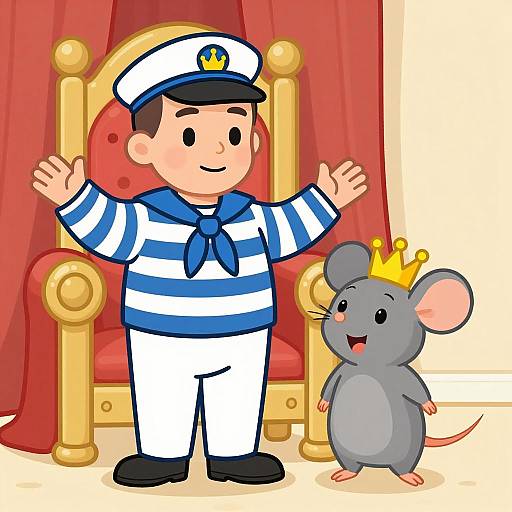 Playful Illustration of Man and Mouse