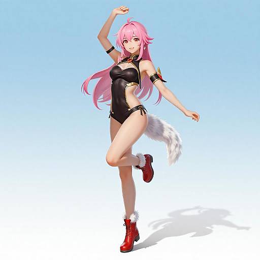 Dynamic Pink-Haired Anime Girl