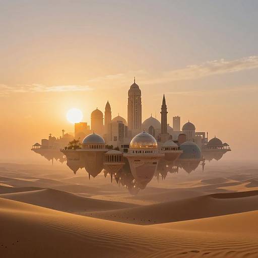 Ethereal City Above Desert Mirage