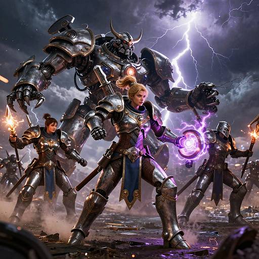 Epic Female Warhammer Battle Scene