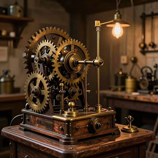 Steampunk Semaphore Machine in Victorian Workshop