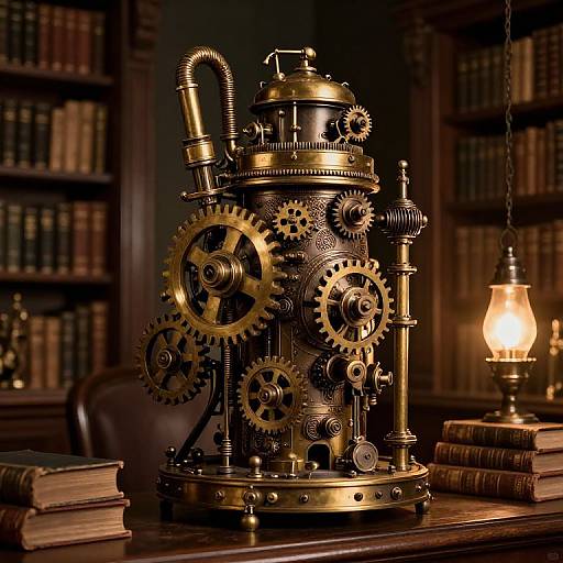 Steampunk Duchess in Antique Library