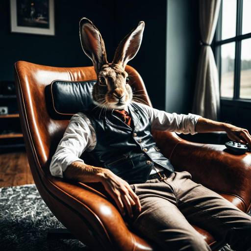 Anthropomorphic Hare Playing Video Games