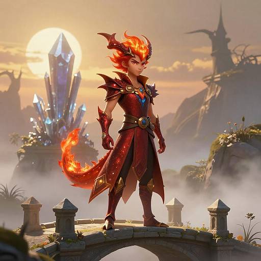 Mystical Dragon Mage on Ancient Bridge