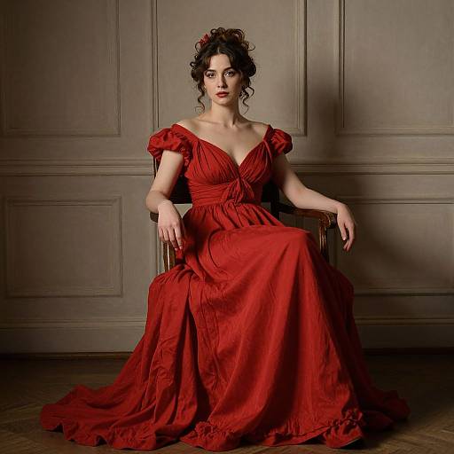 Elegant Woman in Red Gown