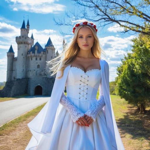 Blonde Girl in White Dress Outdoors