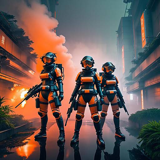 Biopunk Tokyo: Two Soldiers, Flamethrower