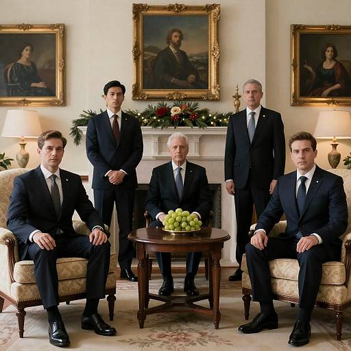 Formal Living Room Portrait of Six People