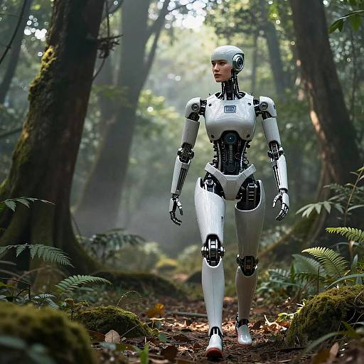 High-Tech Android in Ancient Forest