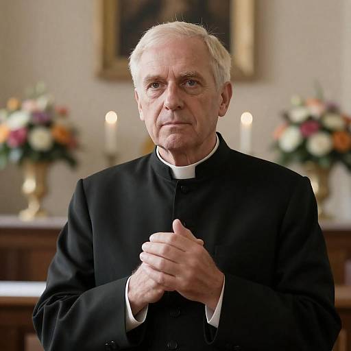 Serene Elderly Clergyman in Church Setting