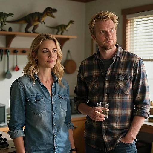 Casual Moments in a Dimly Lit Room