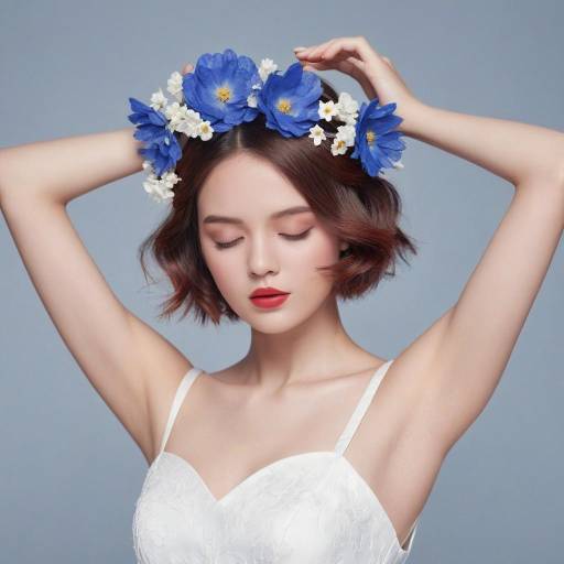 Woman in White Dress with Blue Flower Crown