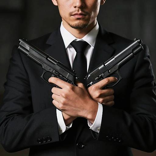 Dramatic Portrait of Armed Man