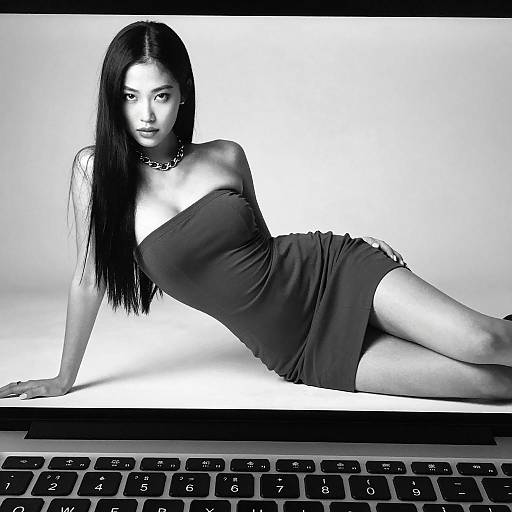 Intense Portrait: Woman with Laptop