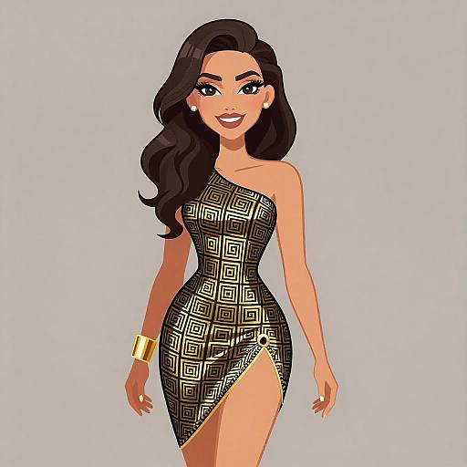 Glam Rock Woman in Geometric Dress
