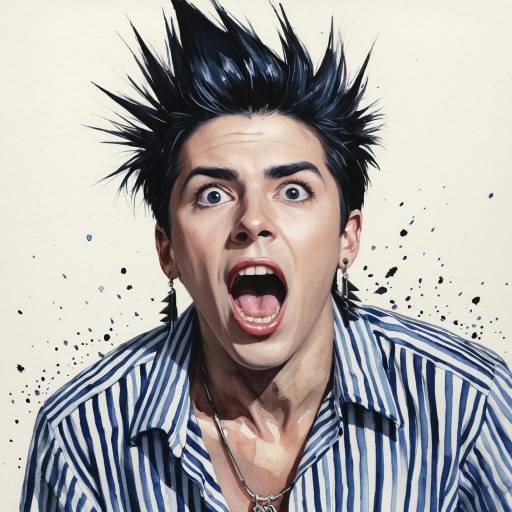 Portrait of Surprised Man with Spiked Hair