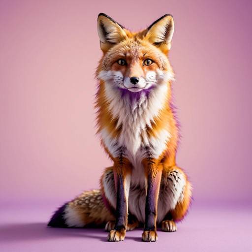 Red Fox Sitting on Pink Background