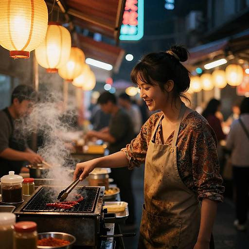 Night Market Vendor's Warm Encounter