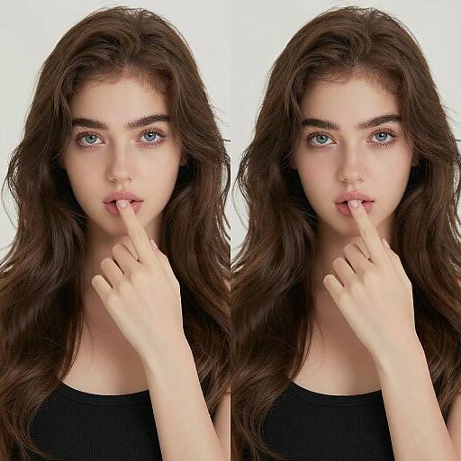 Playful Portrait of Woman with Dark Hair