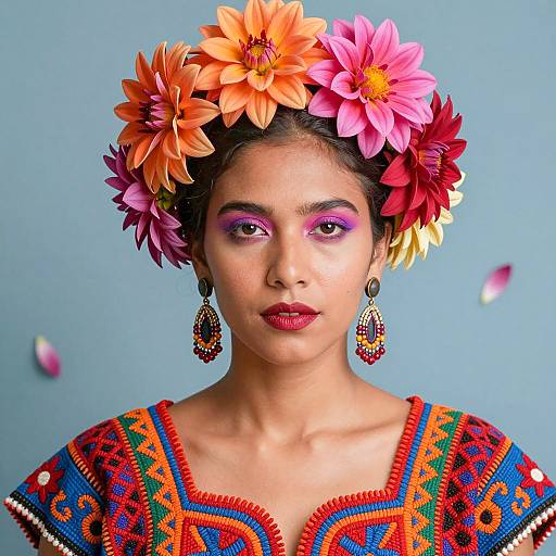 Vibrant Floral Headdress Photography