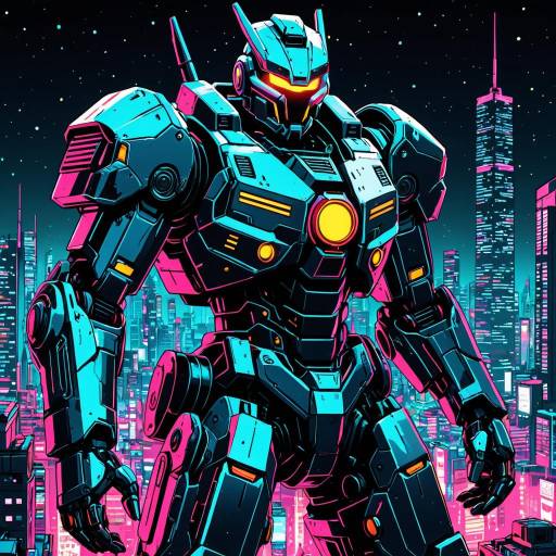Neon Cyberpunk Mech Warrior