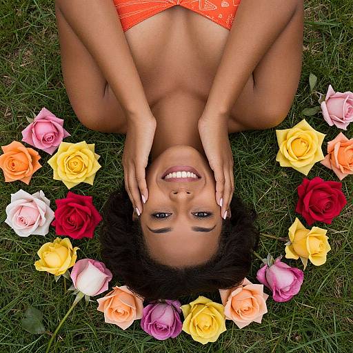 Portrait of Woman Among Flowers