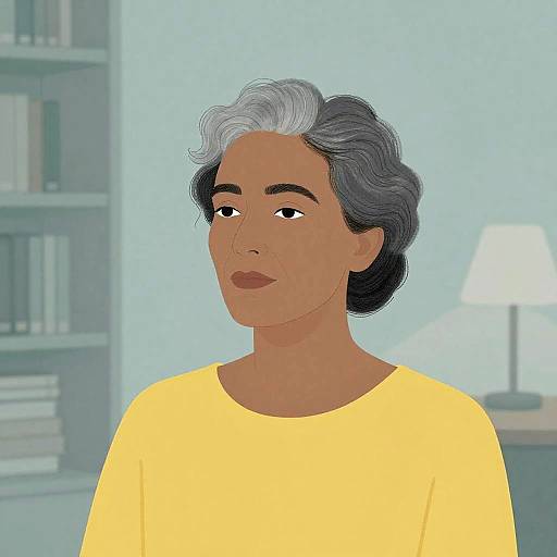 Minimalist Portrait of Middle-Aged Woman in Yellow Top