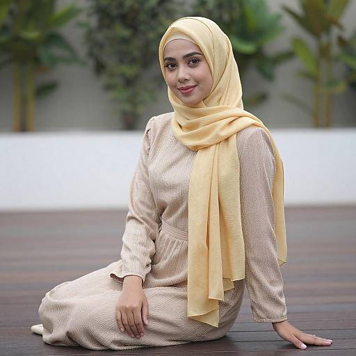 Young Woman in Golden Hijab