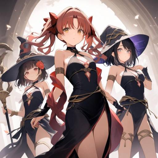 Witchy Trio: Brown and Black Haired Girls