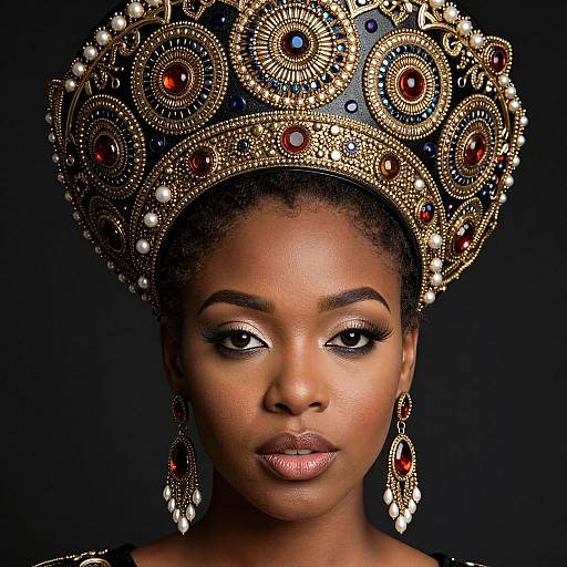 Fashionable African American Woman in Kokoshnik