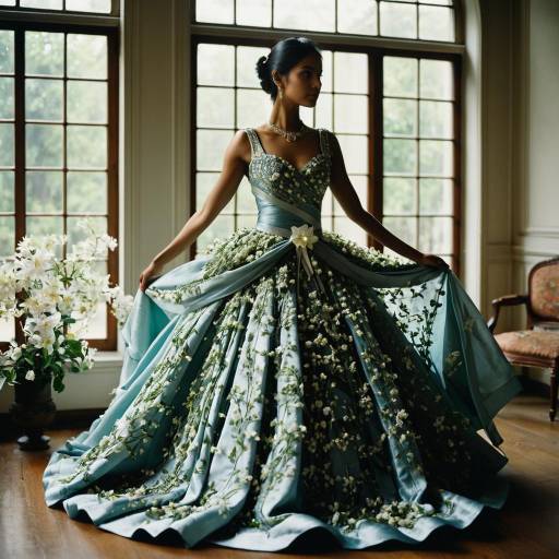 Elegant Indian Model in Silk Gown