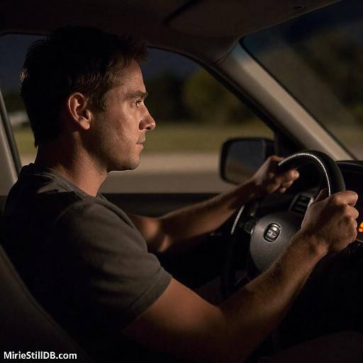 Night Drive: Focused Man in Profile