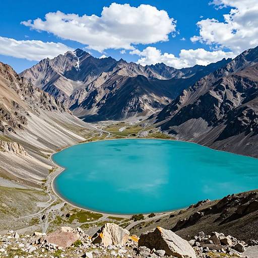 Turquoise Lake in Tien Shan Mountains