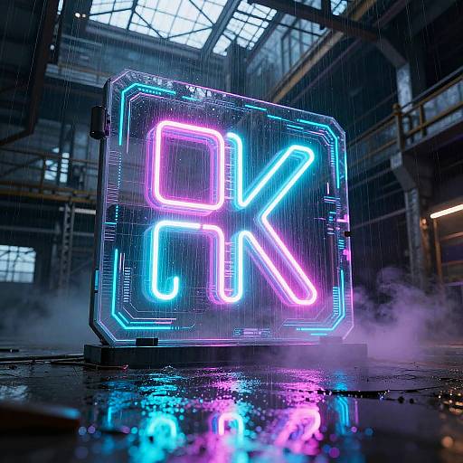 Neon Energy Core in Abandoned Factory