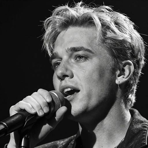 Dramatic Black and White Male Singer Portrait