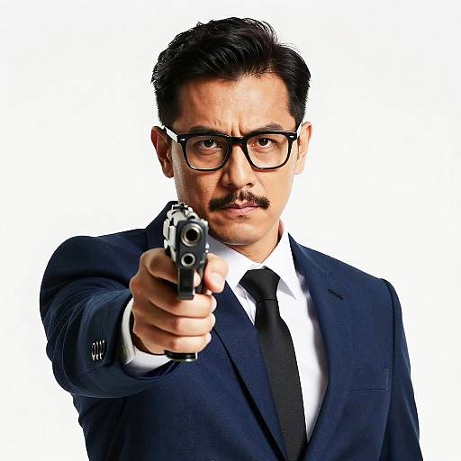 Comic-Style Man with Handgun