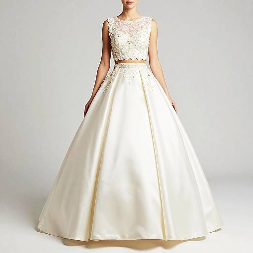 Ivory Two-Piece Formal Ball Gown