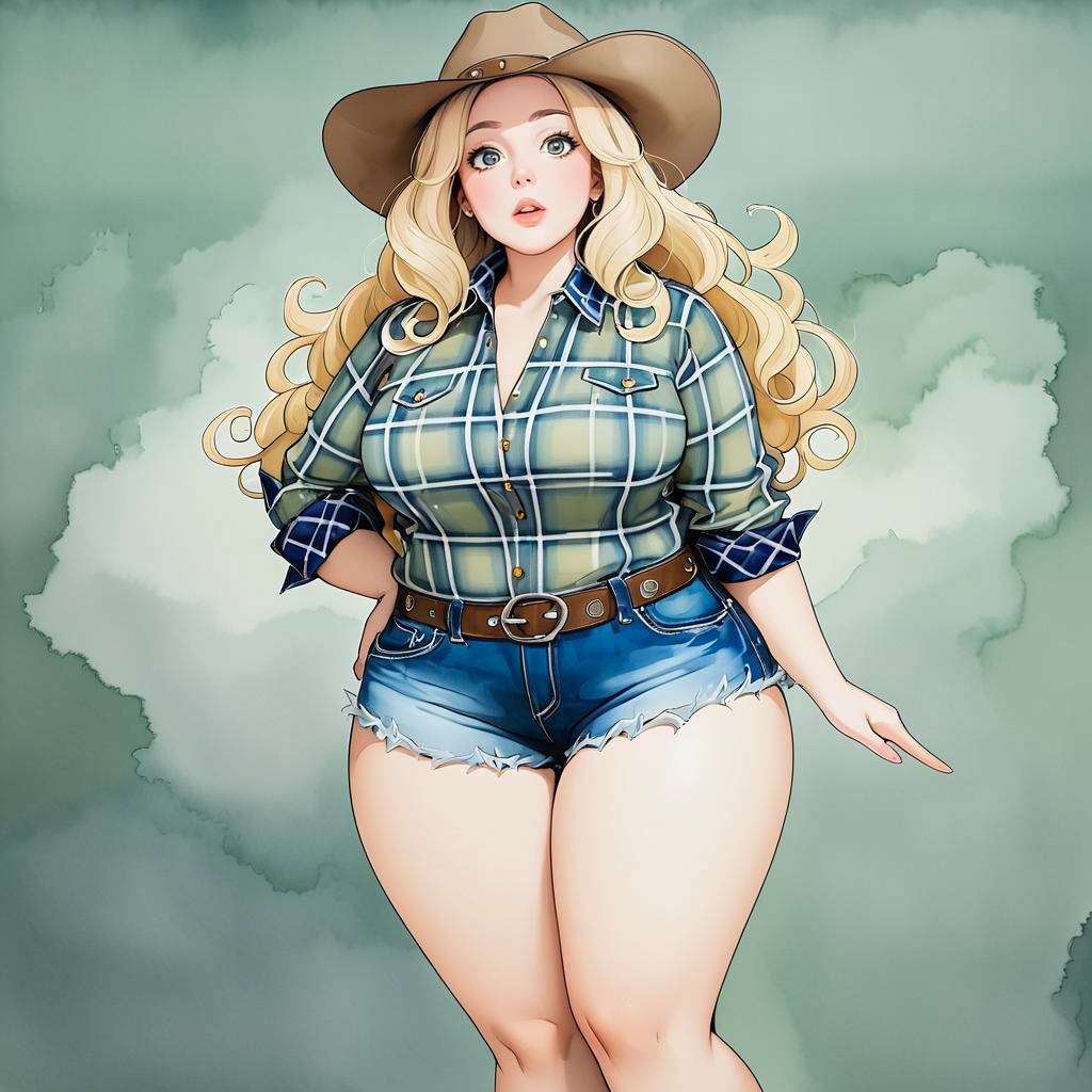 Curvy Alien in Cowgirl Outfit Adventure