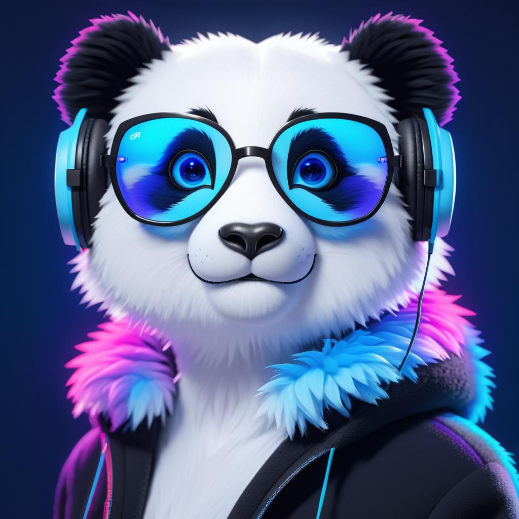 Vibrant Anthropomorphic Panda Portrait