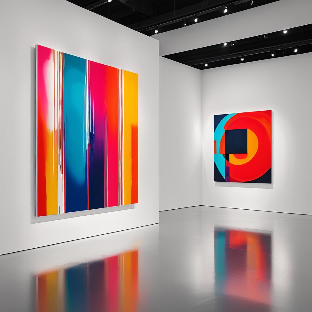 Vibrant Abstract Art in Modern Gallery