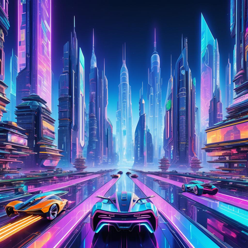 Vibrant Futuristic City Skyline at Night