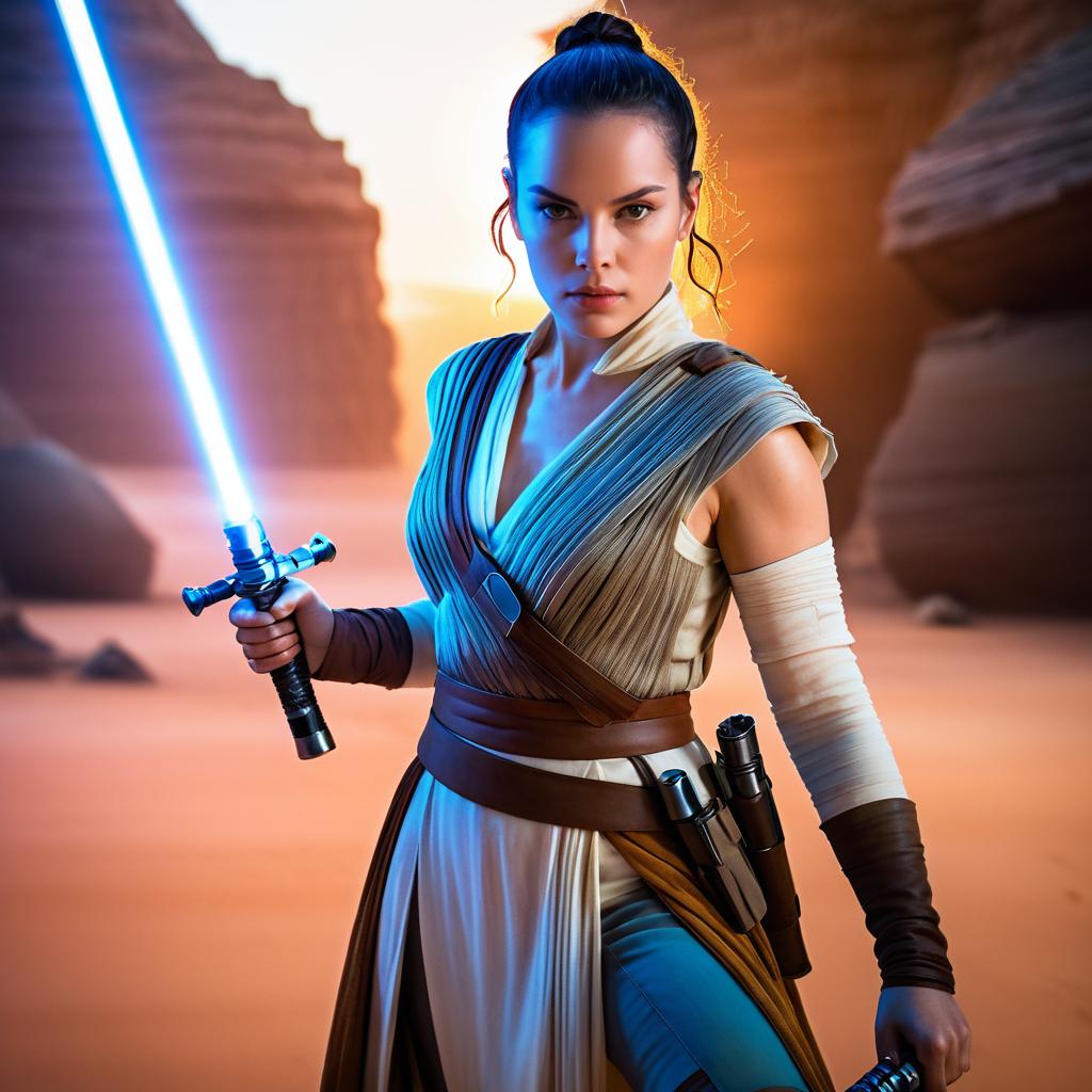 Daisy Ridley as Rey in Scavenger Outfit